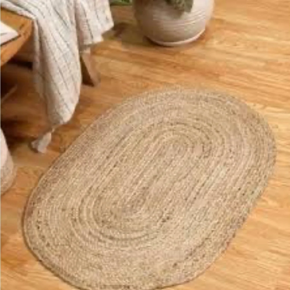 CHARDIN HOME 100% Natural Jute Hand Woven Braided Decorative Bohemian Home Rug